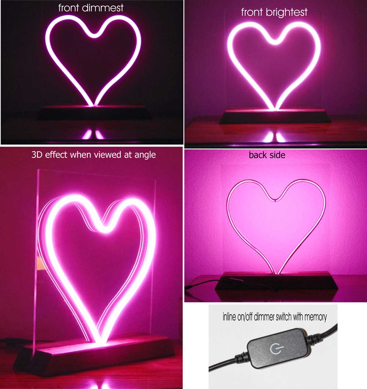 pink heart LED Neon lamp