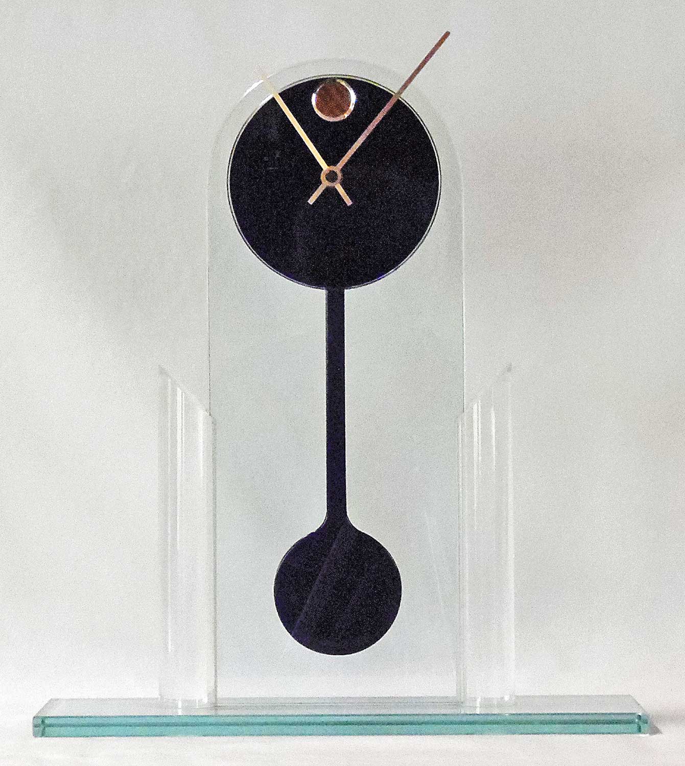 Art Deco Glass Pendulum Tabletop Clock